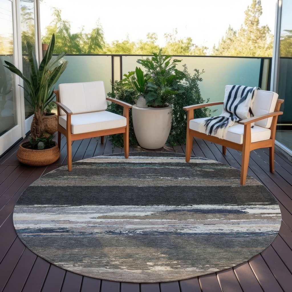 LOOMLAN Rugs Nomaria Black Washable Indoor-Outdoor Rug