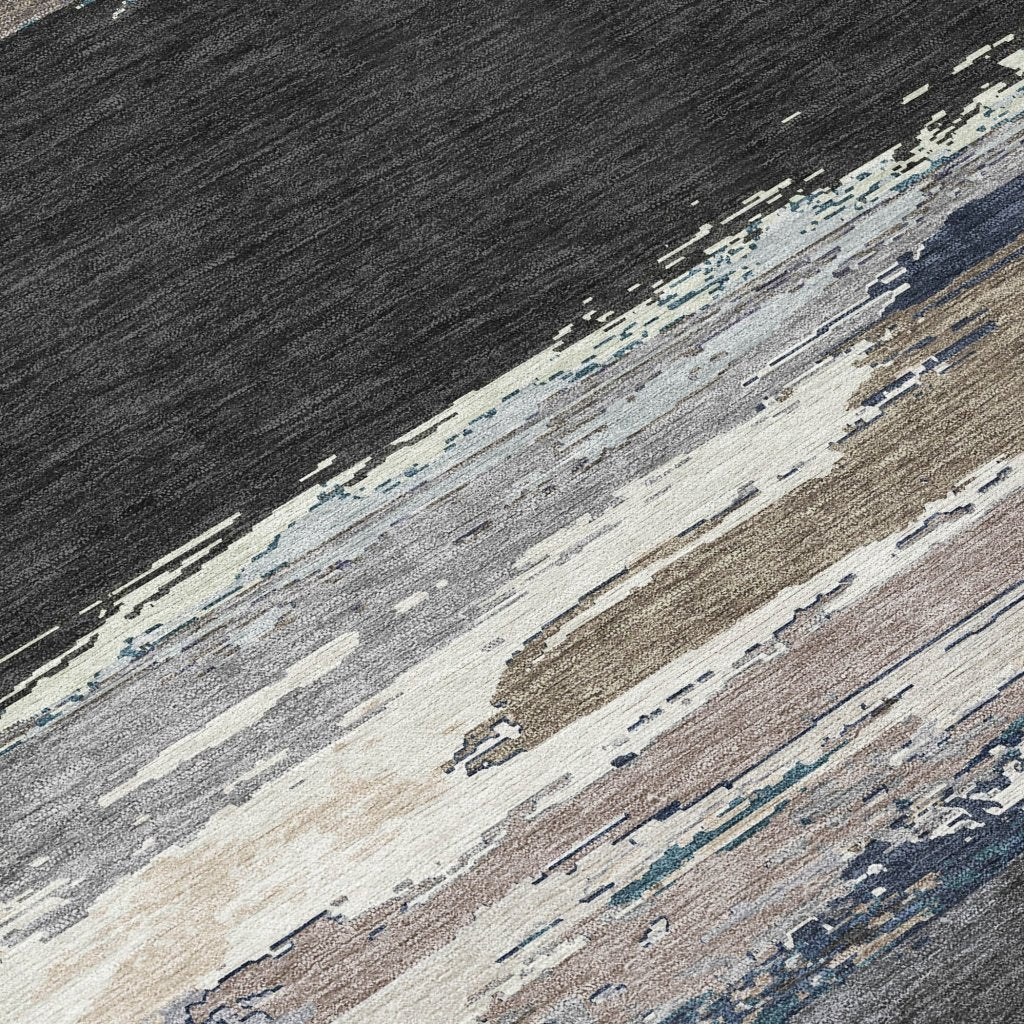 LOOMLAN Rugs Nomaria Black Washable Indoor-Outdoor Rug
