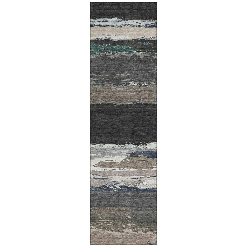 LOOMLAN Rugs Nomaria Black Washable Indoor-Outdoor Rug