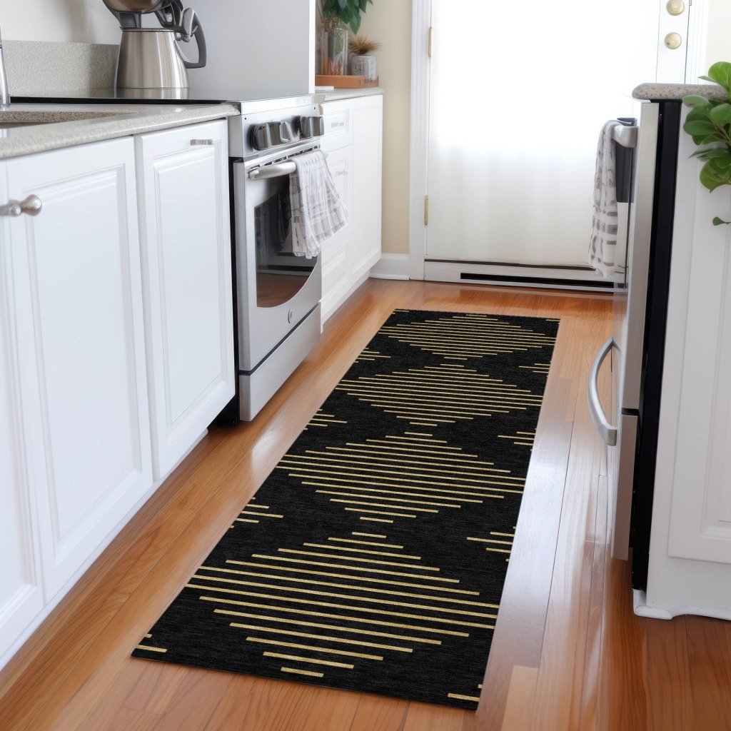 LOOMLAN Rugs Norelia Black Washable Indoor-Outdoor Rug