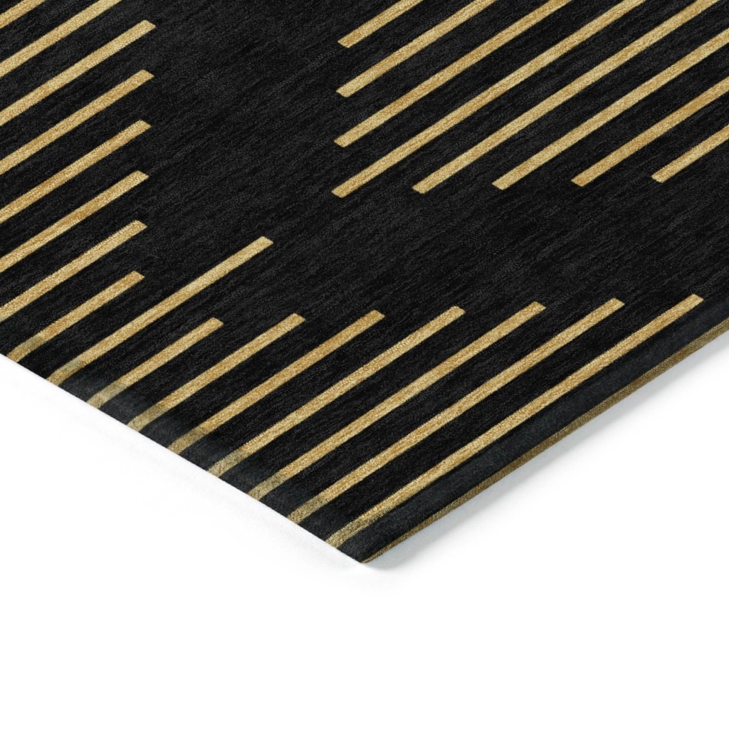 LOOMLAN Rugs Norelia Black Washable Indoor-Outdoor Rug