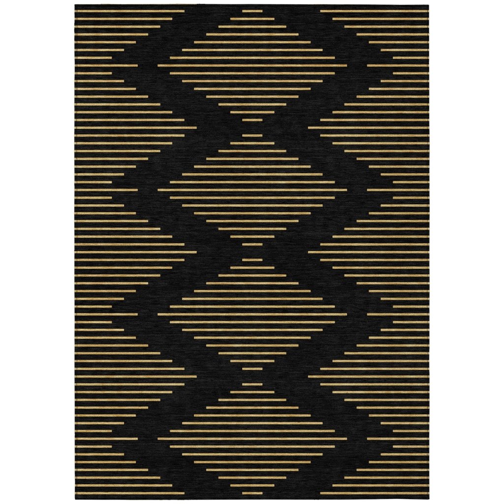 LOOMLAN Rugs Norelia Black Washable Indoor-Outdoor Rug