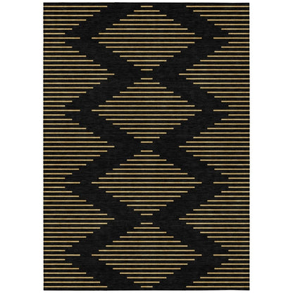 LOOMLAN Rugs Norelia Black Washable Indoor-Outdoor Rug