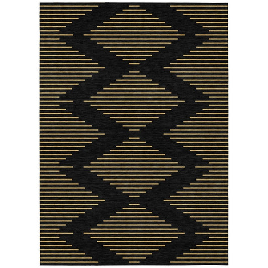 LOOMLAN Rugs Norelia Black Washable Indoor-Outdoor Rug