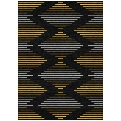 LOOMLAN Rugs Norelia Black Washable Indoor-Outdoor Rug