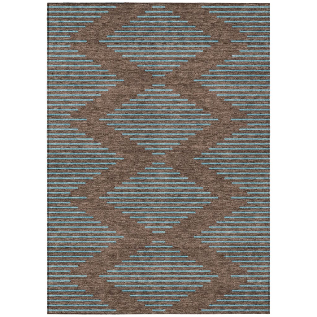 LOOMLAN Rugs Norelia Brown Washable Indoor-Outdoor Rug