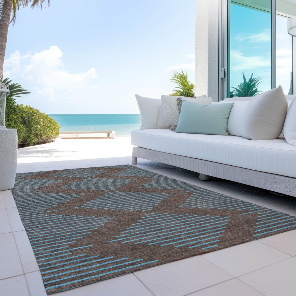 LOOMLAN Rugs Norelia Brown Washable Indoor-Outdoor Rug