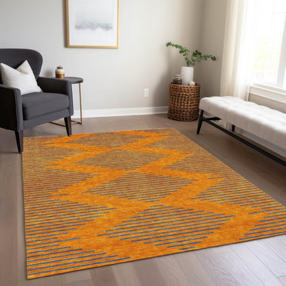 LOOMLAN Rugs Norelia Orange Washable Indoor-Outdoor Rug