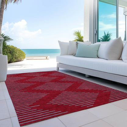 LOOMLAN Rugs Norelia Red Washable Indoor-Outdoor Rug