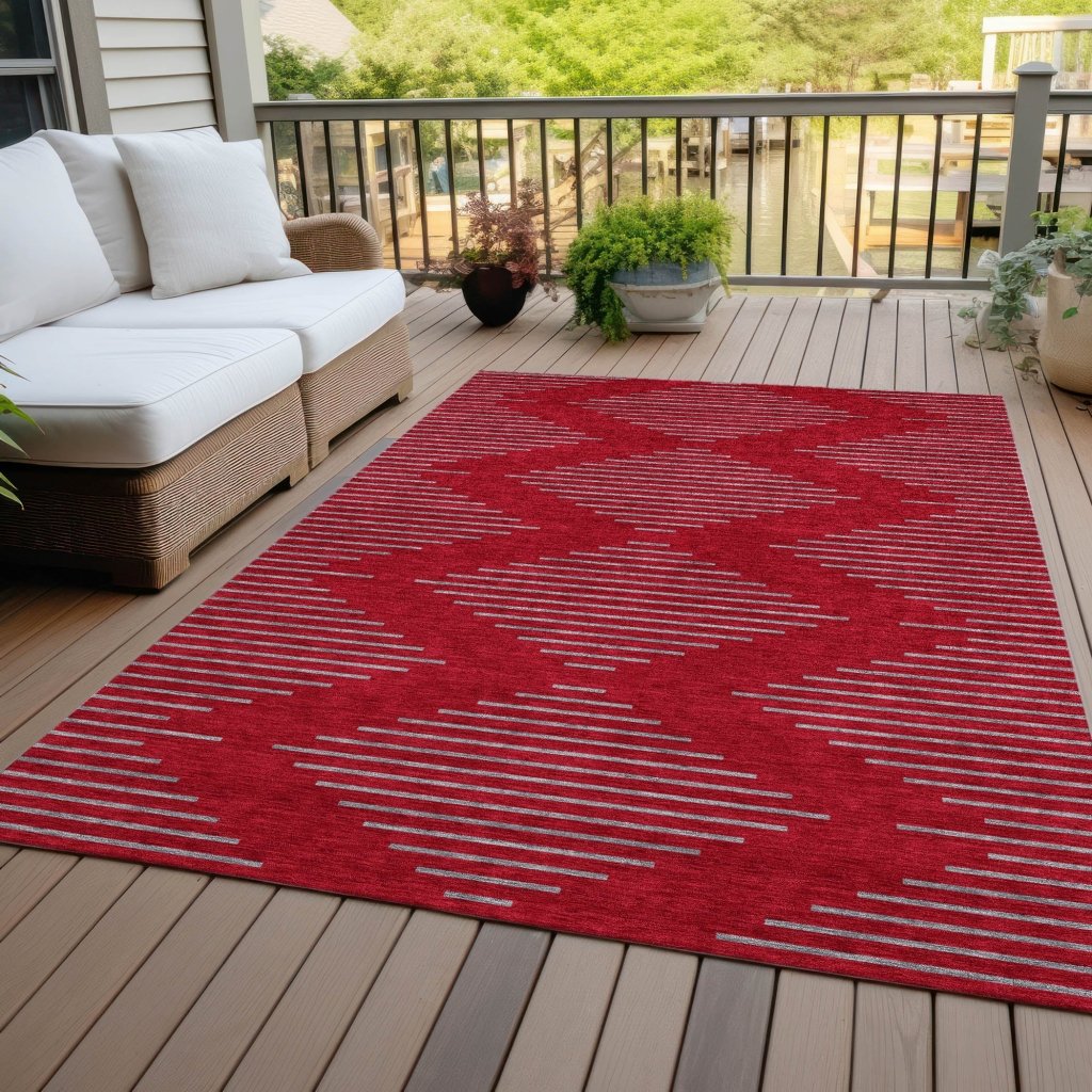 LOOMLAN Rugs Norelia Red Washable Indoor-Outdoor Rug