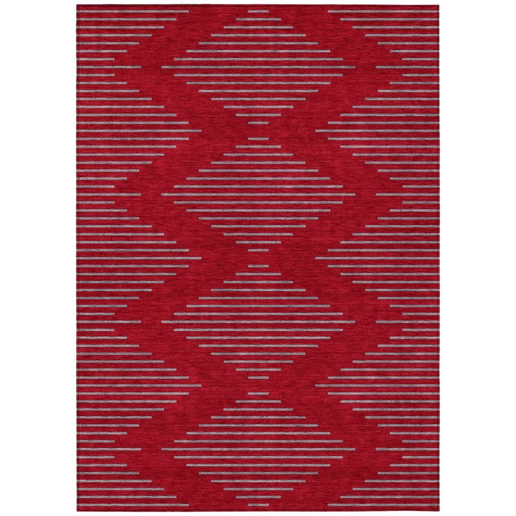 LOOMLAN Rugs Norelia Red Washable Indoor-Outdoor Rug