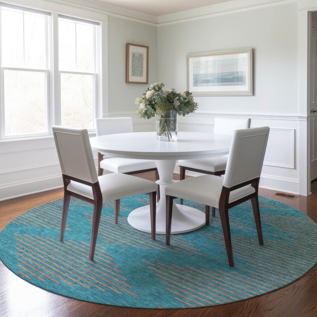 LOOMLAN Rugs Norelia Teal Washable Indoor-Outdoor Rug