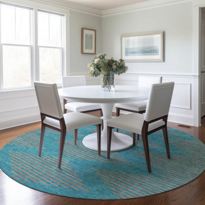 LOOMLAN Rugs Norelia Teal Washable Indoor-Outdoor Rug