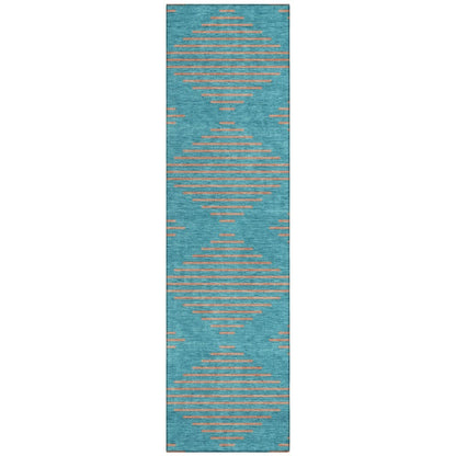 LOOMLAN Rugs Norelia Teal Washable Indoor-Outdoor Rug