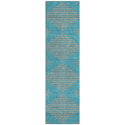 LOOMLAN Rugs Norelia Teal Washable Indoor-Outdoor Rug