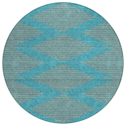 LOOMLAN Rugs Norelia Teal Washable Indoor-Outdoor Rug