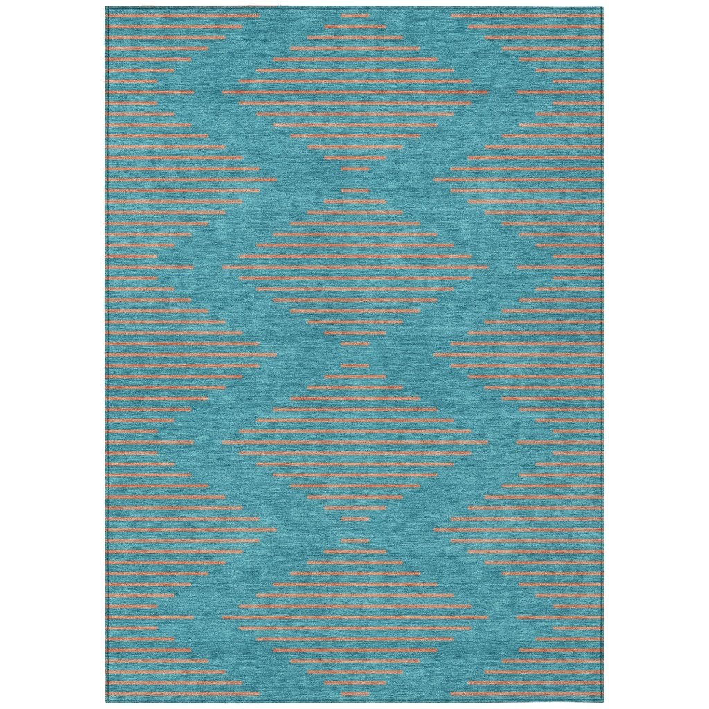 LOOMLAN Rugs Norelia Teal Washable Indoor-Outdoor Rug