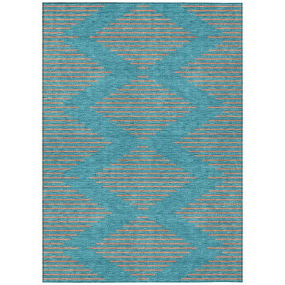LOOMLAN Rugs Norelia Teal Washable Indoor-Outdoor Rug