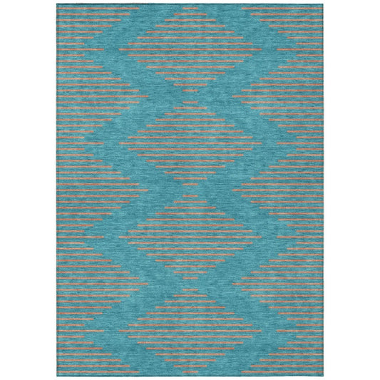 LOOMLAN Rugs Norelia Teal Washable Indoor-Outdoor Rug