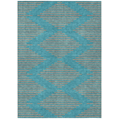 LOOMLAN Rugs Norelia Teal Washable Indoor-Outdoor Rug