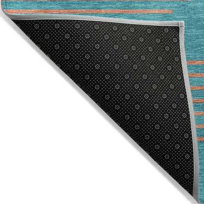 LOOMLAN Rugs Norelia Teal Washable Indoor-Outdoor Rug