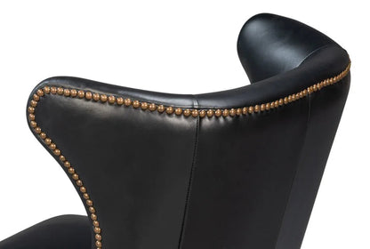 Norwood Onyx Black Leather Dining Chair - LOOMLAN - Sarreid - Dining Chairs