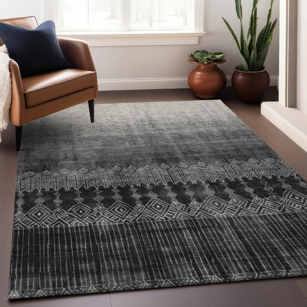 LOOMLAN Rugs Novelle Black Washable Indoor-Outdoor Rug