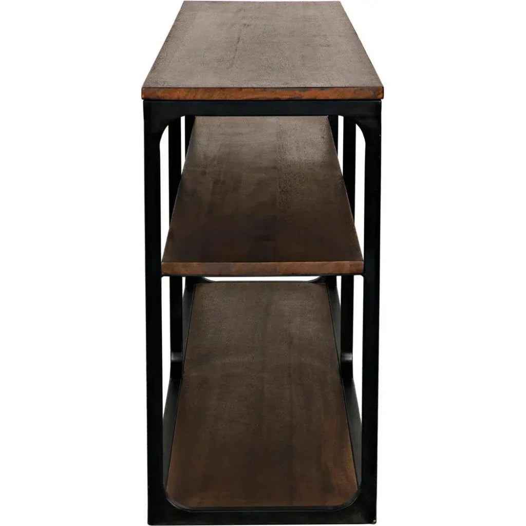 Noir Novie Brown Console Table With Storage