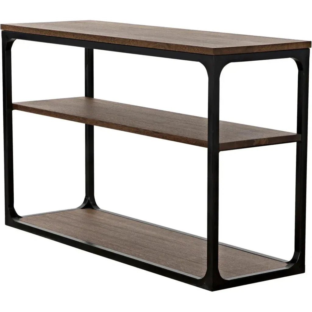 Noir Novie Brown Console Table With Storage