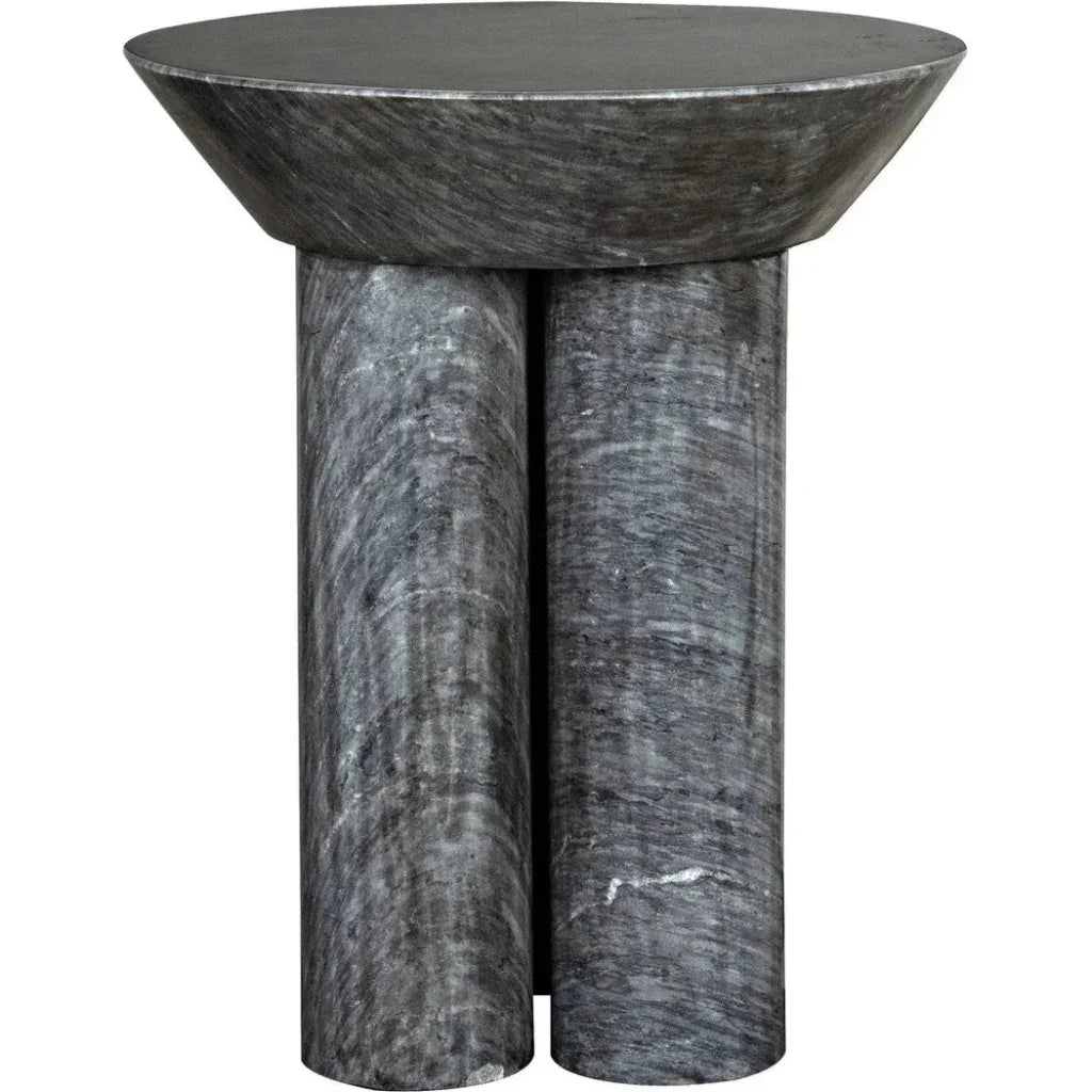 Noir Nox Round Marble Side Table