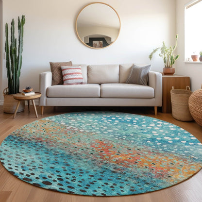 LOOMLAN Rugs Nuvane Blue Washable Indoor-Outdoor Rug