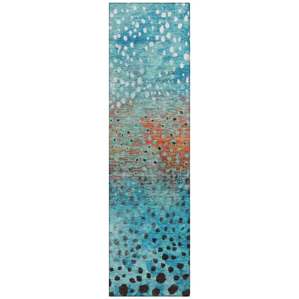 LOOMLAN Rugs Nuvane Blue Washable Indoor-Outdoor Rug