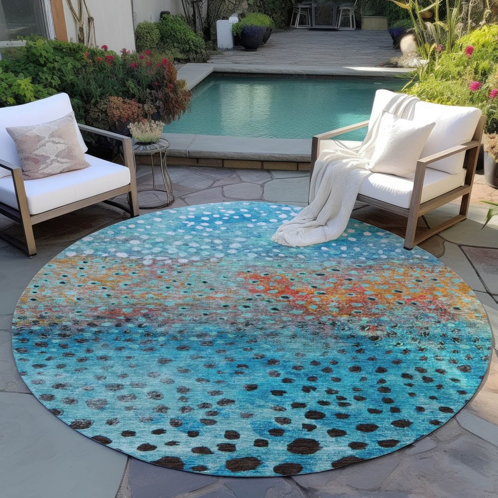 LOOMLAN Rugs Nuvane Blue Washable Indoor-Outdoor Rug