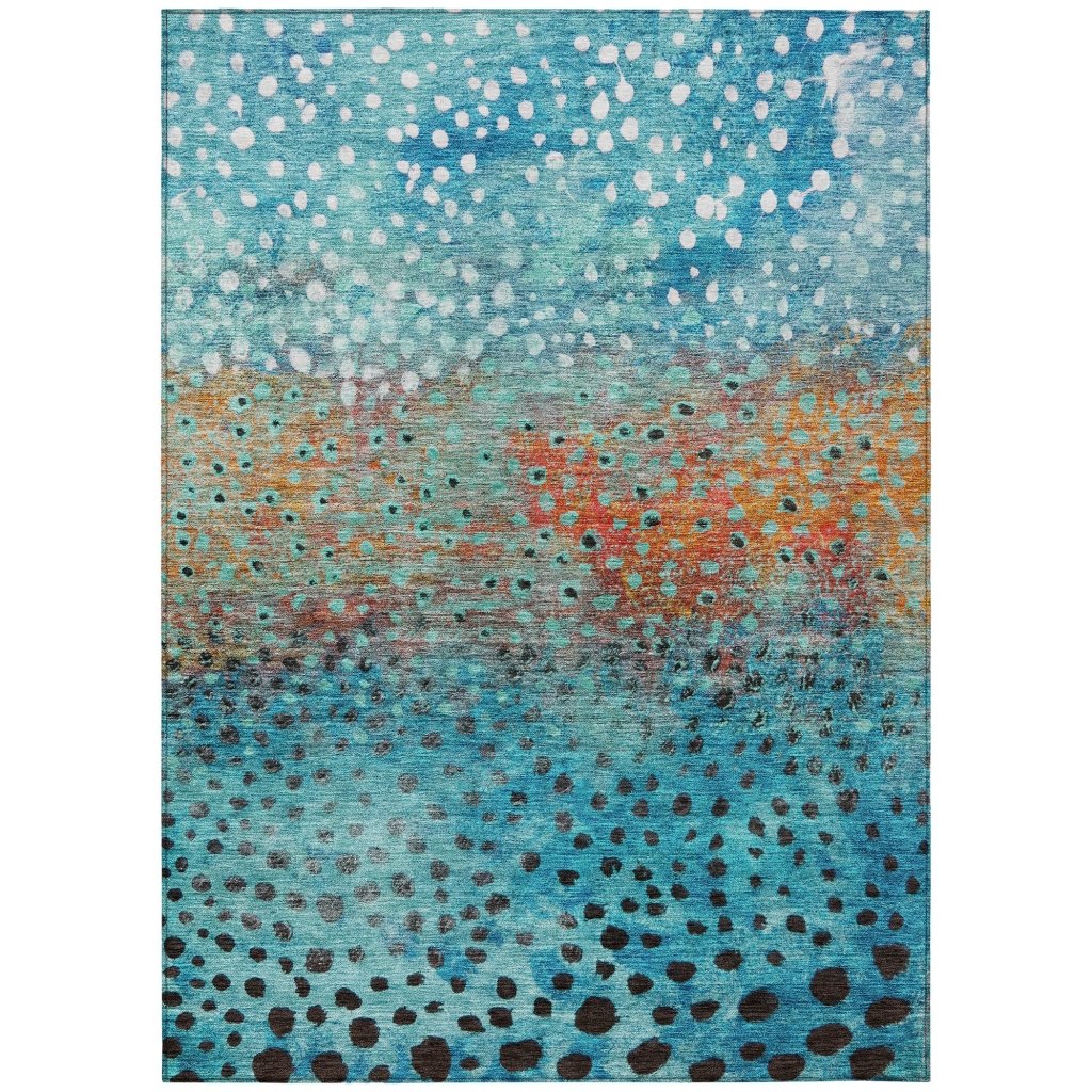 LOOMLAN Rugs Nuvane Blue Washable Indoor-Outdoor Rug