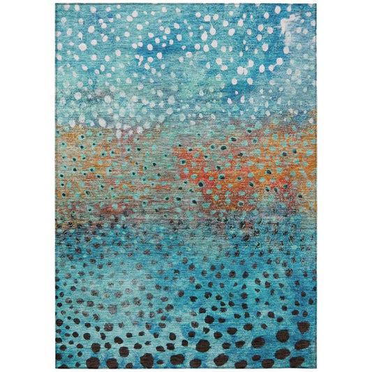 LOOMLAN Rugs Nuvane Blue Washable Indoor-Outdoor Rug