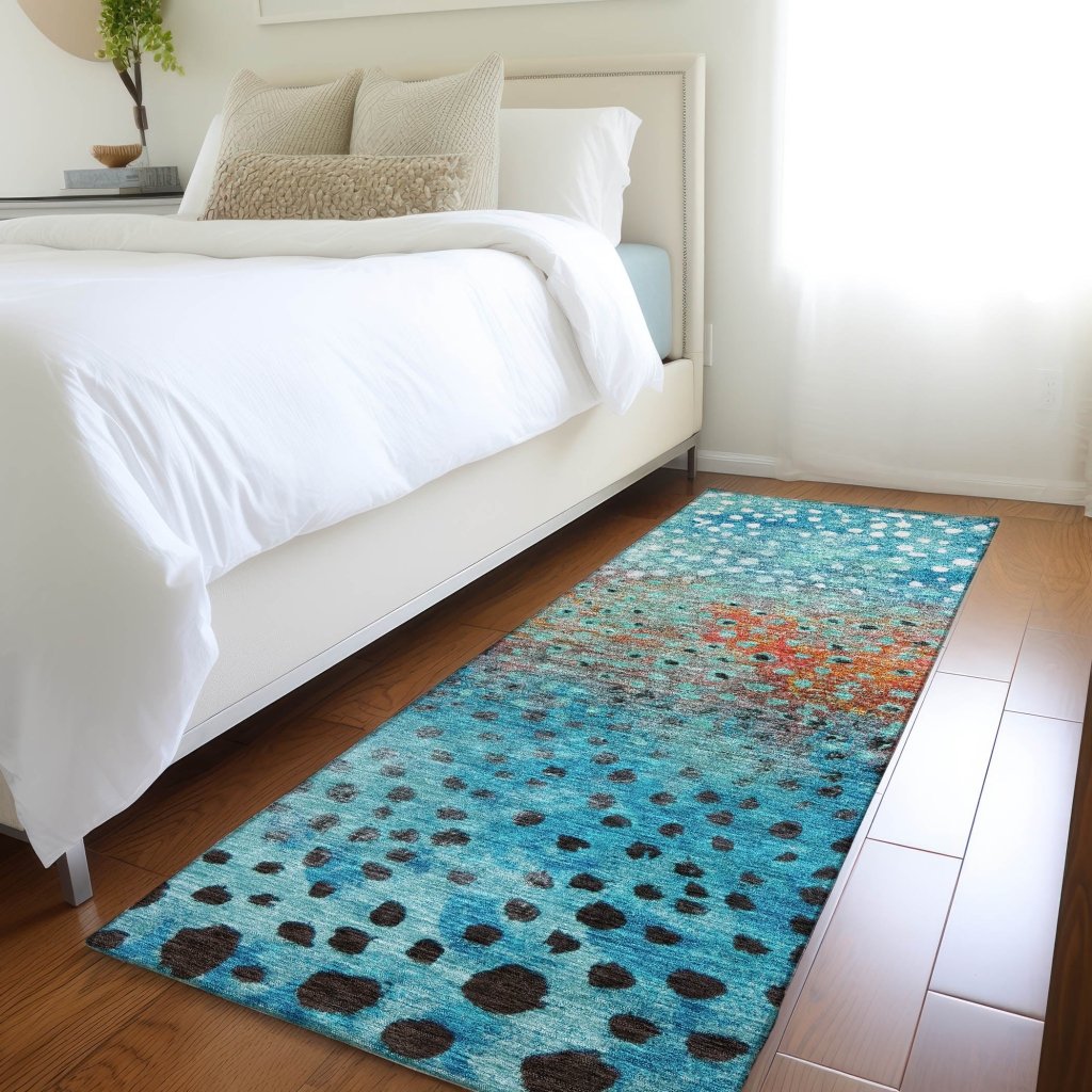 LOOMLAN Rugs Nuvane Blue Washable Indoor-Outdoor Rug