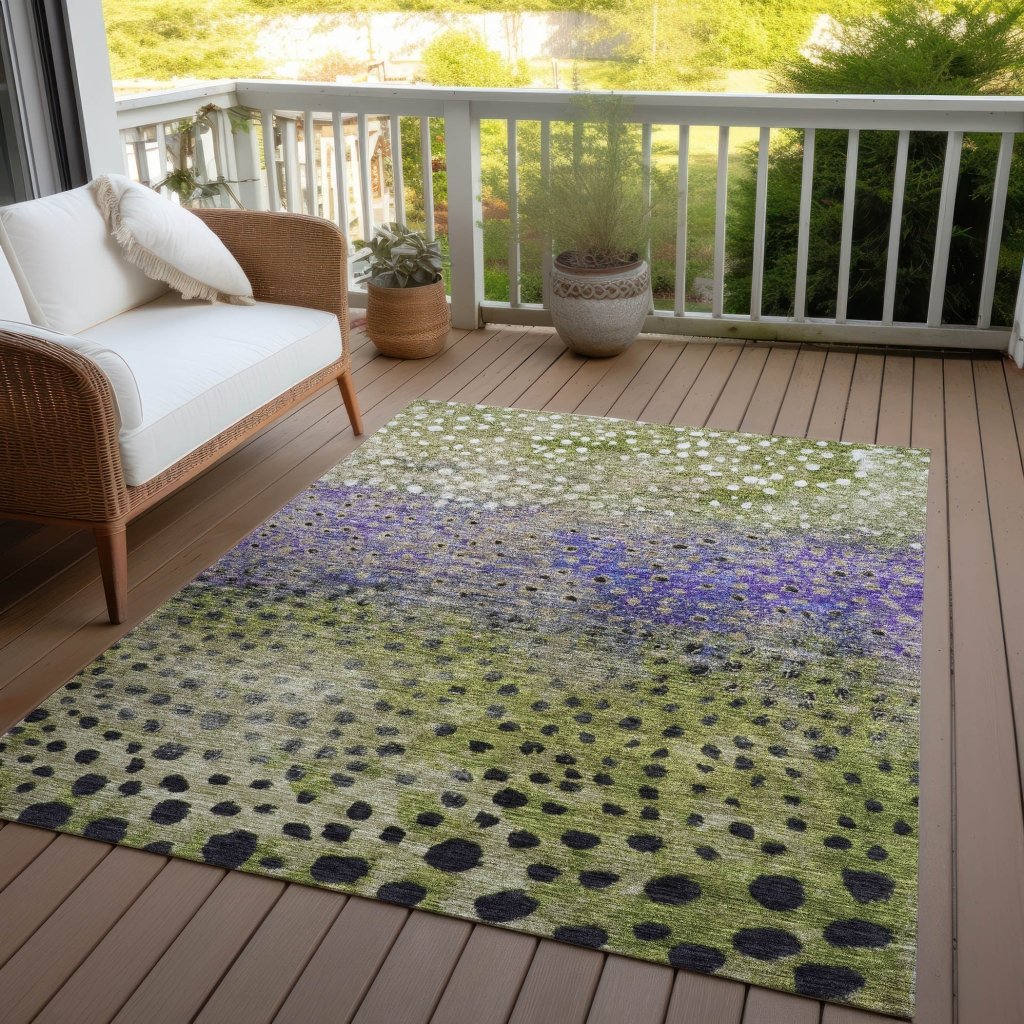 LOOMLAN Rugs Nuvane Green Washable Indoor-Outdoor Rug