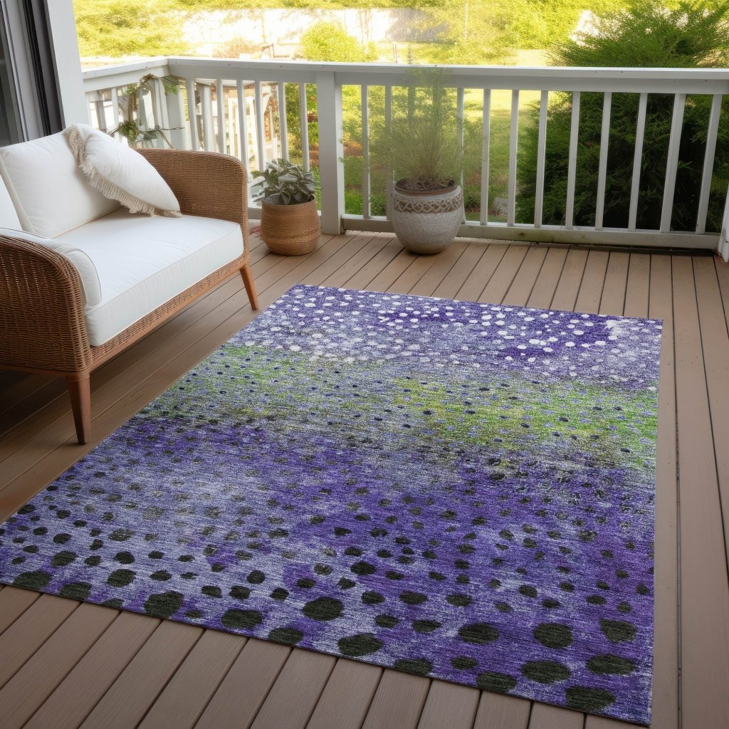 LOOMLAN Rugs Nuvane Purple Washable Indoor-Outdoor Rug