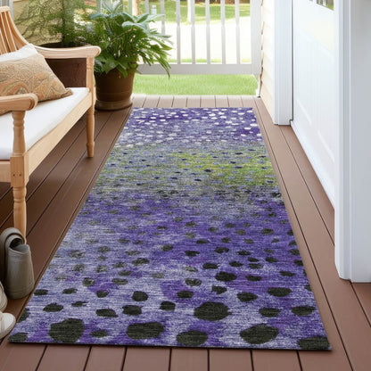 LOOMLAN Rugs Nuvane Purple Washable Indoor-Outdoor Rug