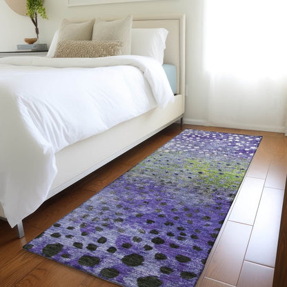 LOOMLAN Rugs Nuvane Purple Washable Indoor-Outdoor Rug