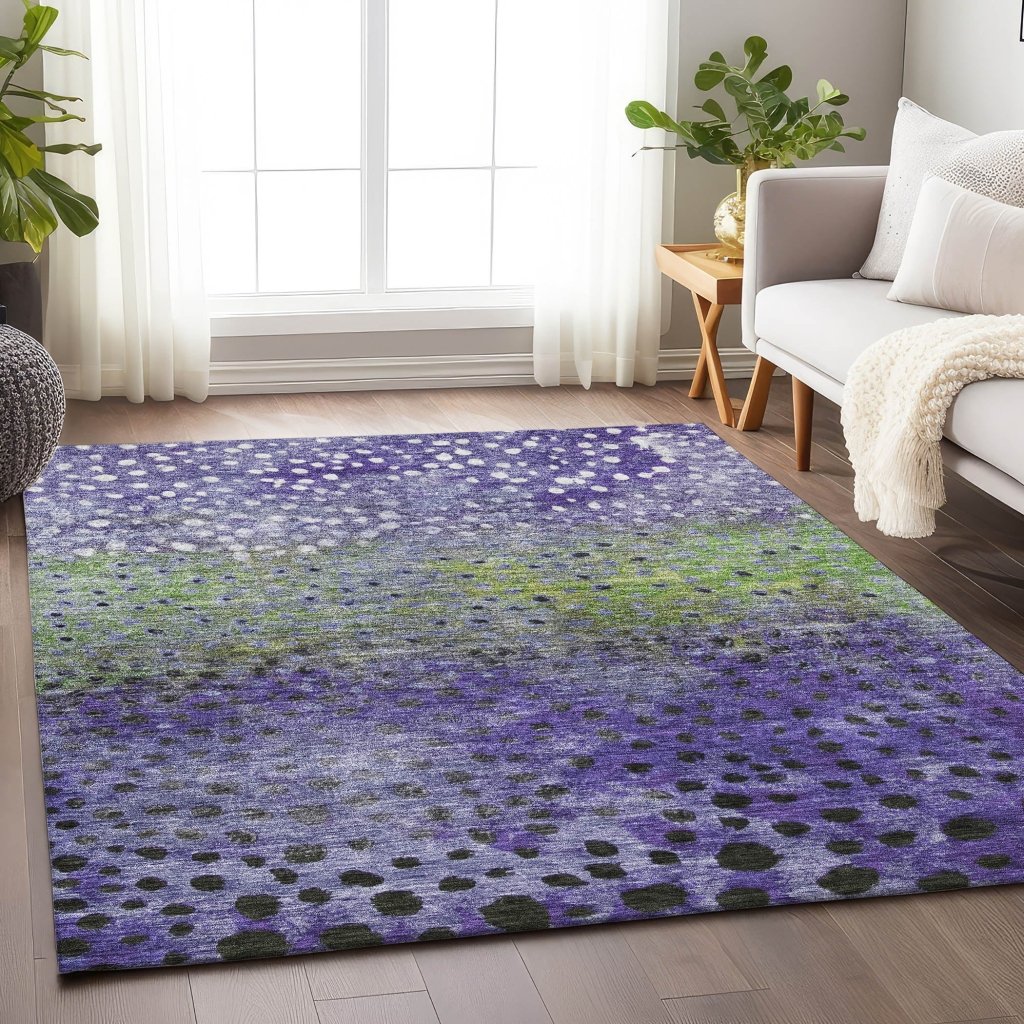 LOOMLAN Rugs Nuvane Purple Washable Indoor-Outdoor Rug