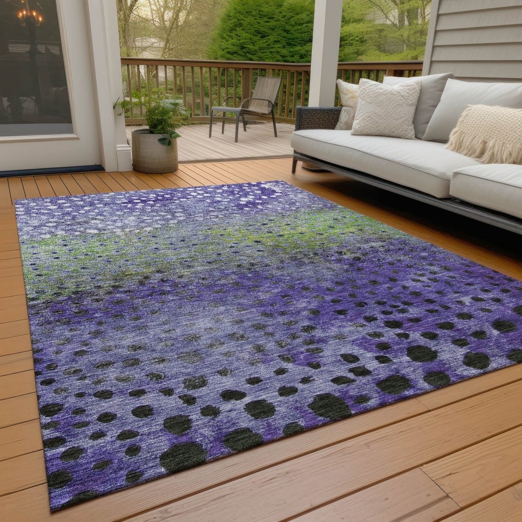 LOOMLAN Rugs Nuvane Purple Washable Indoor-Outdoor Rug