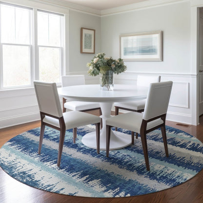 LOOMLAN Rugs Nyelle Blue Washable Indoor-Outdoor Rug
