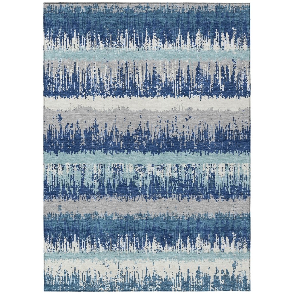 LOOMLAN Rugs Nyelle Blue Washable Indoor-Outdoor Rug