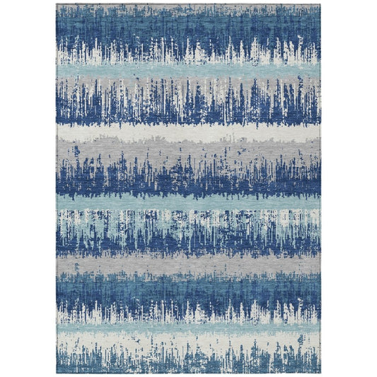 LOOMLAN Rugs Nyelle Blue Washable Indoor-Outdoor Rug
