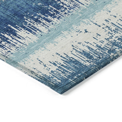 LOOMLAN Rugs Nyelle Blue Washable Indoor-Outdoor Rug