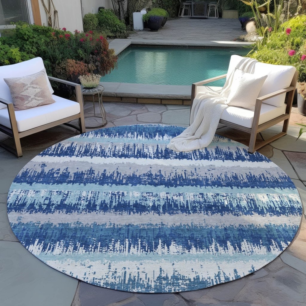LOOMLAN Rugs Nyelle Blue Washable Indoor-Outdoor Rug