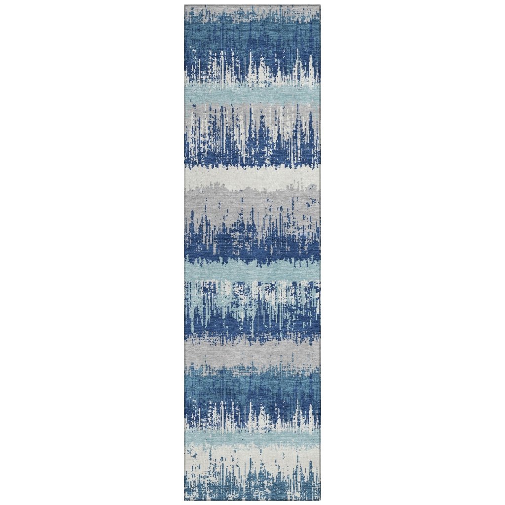 LOOMLAN Rugs Nyelle Blue Washable Indoor-Outdoor Rug
