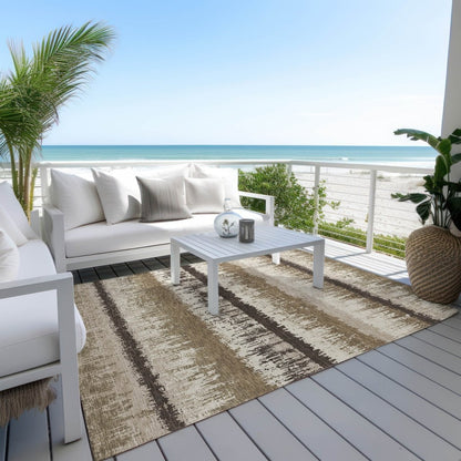 LOOMLAN Rugs Nyelle Brown Washable Indoor-Outdoor Rug
