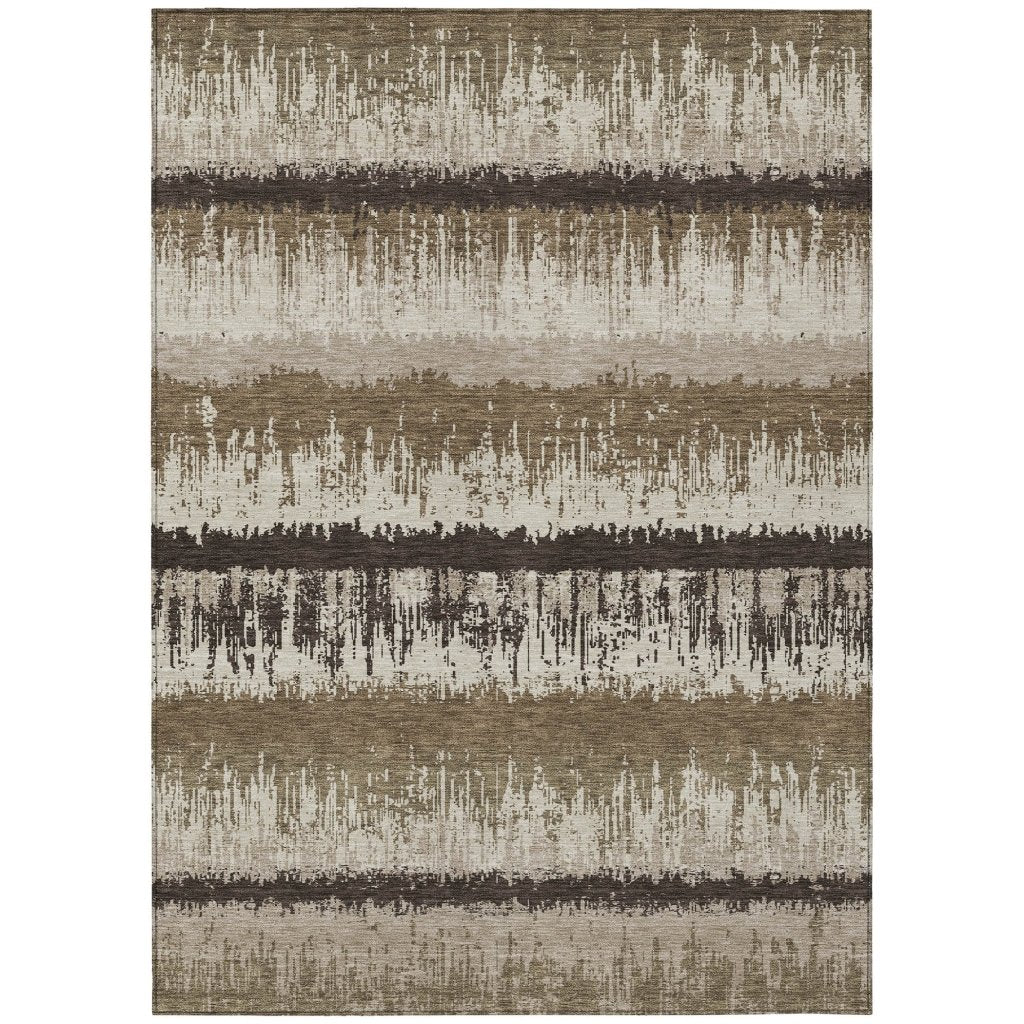LOOMLAN Rugs Nyelle Brown Washable Indoor-Outdoor Rug